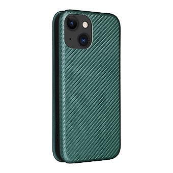 Lærtelefonveske for iPhone 15 Plus (Grønn)