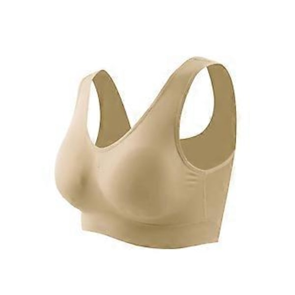 Bomullsväst-BH för medelålders och äldre kvinnor, utan stålring, plus size underkläder - Hudfärg/YY(2XL beige)