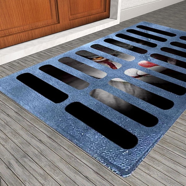 Läskig avlopps-clown dörrmatta, 3D Stereo Vision skräck dörrmatta, för H
