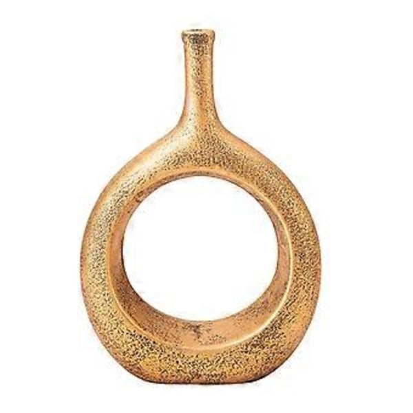Minimalistisk Keramisk Vas, Donut Vas Rund Vas för Hem Bordsskiva Skrivbordsdekorationer (Aureate)