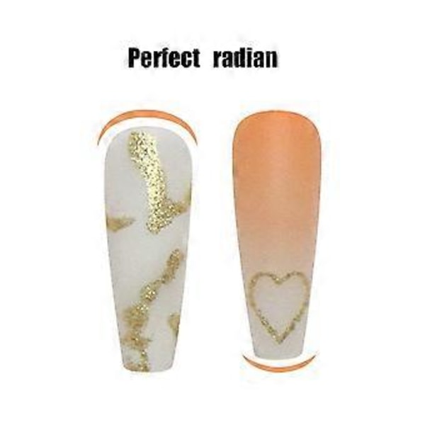 Kiste Trykk på negler, Lange oransje falske negler, Gradient Ballerina falske negler, Matte akrylnegler med hjertedesign for kvinner og jenter 24 stk. Merk: Nei