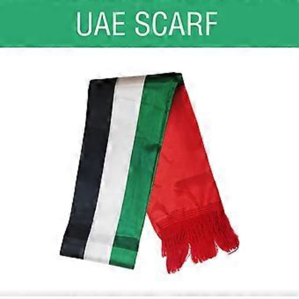 Huivi Yhdistyneiden arabiemiirikuntien lippujen painatuksella, hapsullinen kaulahuivi, juhlatarvikkeet, kaulaliina kaikkiin tilaisuuksiin, Yhdistyneiden arabiemiirikuntien lippuhuivi (suuri koko)