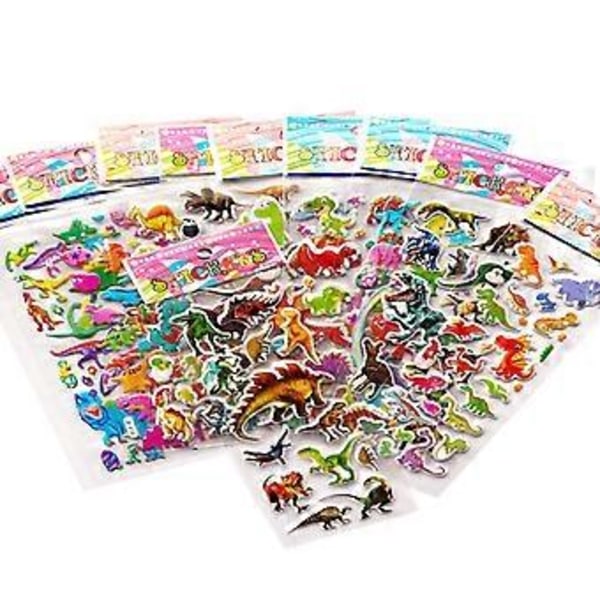 20 stk Dinosaur Puffy Stickers til Skolepriser, Dagbøger og Dekoration - Forudskåret og Genanvendelige