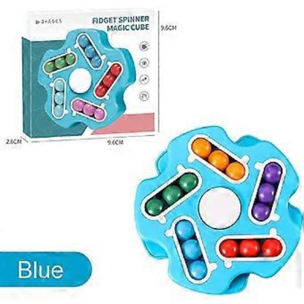 Roterande Magiska Bönor Fidget Leksaker Stressavlastning Fidget Spinners Magisk Kub, Fingertoppsleksaker Tre-Delade Set för Barn Tonåringar & Vuxna (Blå)