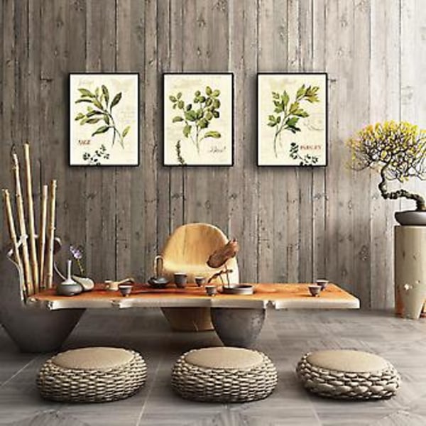 Wekity Blad och Text Väggkonst Canvas Print Poster, Enkel Retro Naturkonst Bläckteckning Dekoration för Hem Vardagsrum Sovrum Kontor (Set om 3 Oinramade, 2