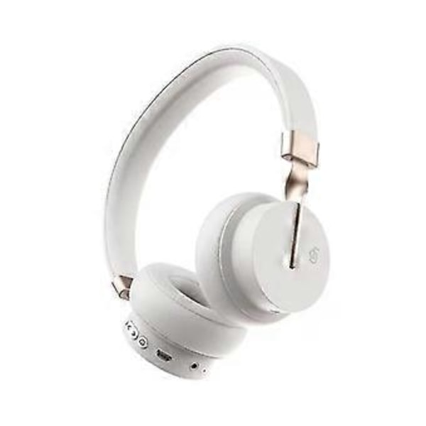 Bluetooth trådløse hodetelefoner med mikrofon, on-ear hodetelefoner for smarttelefon laptop (Hvit)