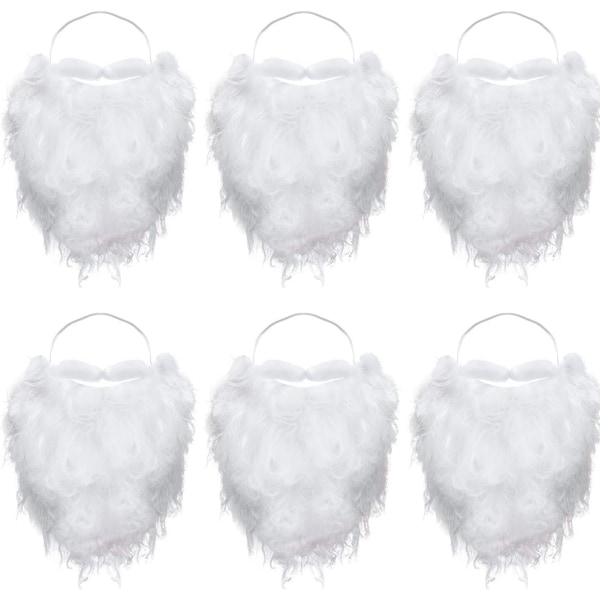 6 stycken Roliga tomteskägg White Fake Beard Santa Claus Beard Co