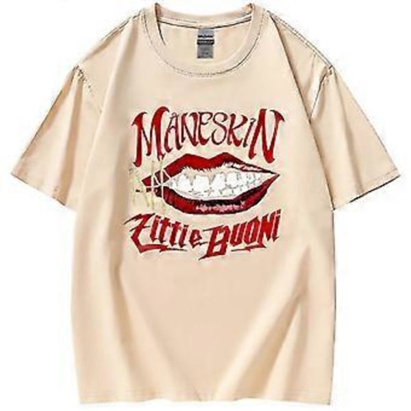 Maneskin T-shirt Beggin Maneskin Sommar Lös All-match Kortärmad T-shirt -NMAOV(3XL Aprikos)