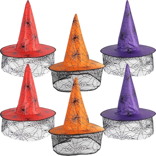 6-pack Häxhatt Halloween Kostymtillbehör Halloween W