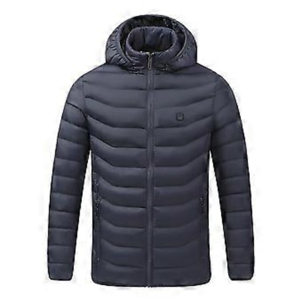 Unisex Varmingsjakke med USB-oppvarming for menn og kvinner - Vintervarmepute i stoff - Kroppsvarmer - Lang erme - Utendørsjakke (2XL Blå)