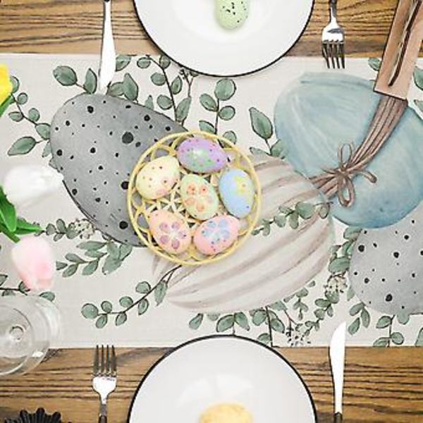Påske Duk, Påske Egg Ornamenter Glad Påske Duk Sesong vår Ferie Innredning Innendørs Utendørs Bord Dekor (13\" x 72\")