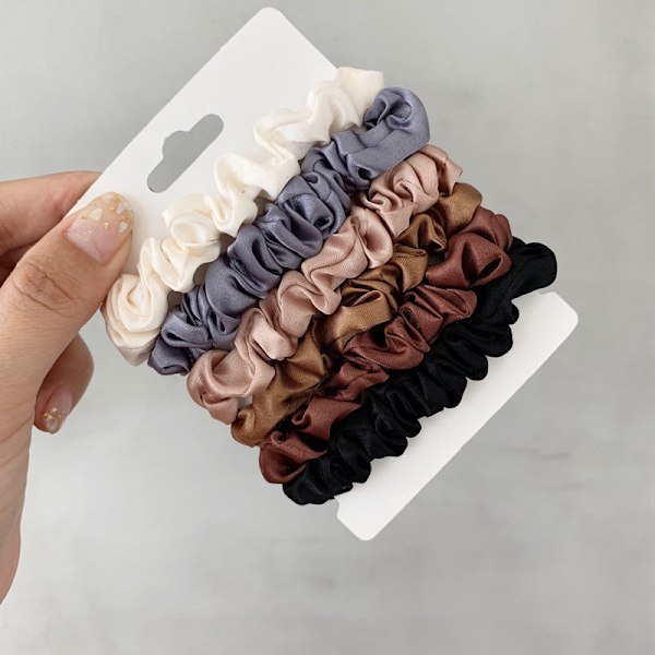 6 st/set Dammode Scrunchies Siden Hårsnoddar Flickor Hästsvans