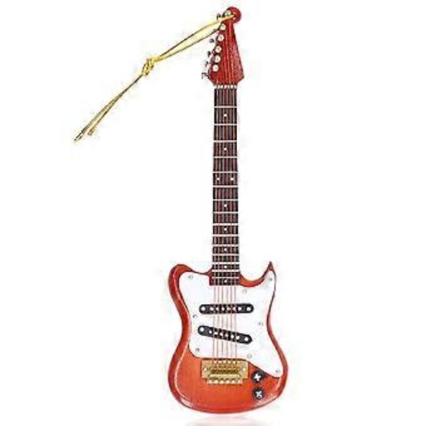 5.9in Mini Gitarr Modell Delikat Miniatyr Musikinstrument Gitarr Modell Kaffe med Guldrep