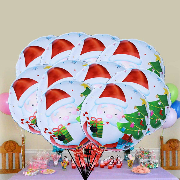 10-pack julballonger med tomtedesign, runda heliumballonger