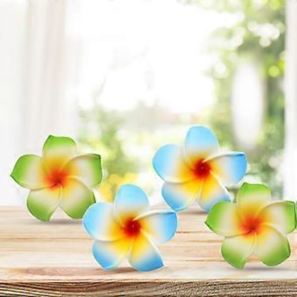 Qinhai 10 stk. Kunstig Blomst Realistisk Udseende Fade-Resistent Farverig Dekorativ Falsk Frangipani Blomst Fotograferingsrekvisitter Hjemmeforsyninger (Hvid)
