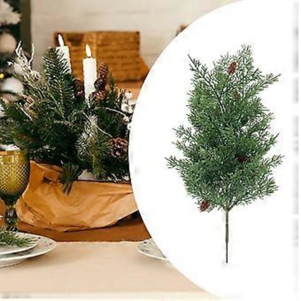 Kunstig Plantegren, Juledekoration, DIY Guirlande Krans Grønt til Bord Soveværelse Hjem (Højde 47cm)