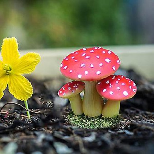 3 stk. Svampefigurer Eventyrhave Miniaturer Dukkehus Mikro Landskabsdekoration ( )