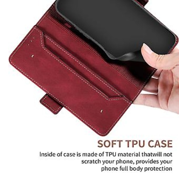 RFID Läderfodral för iPhone 15 Plus (Röd)