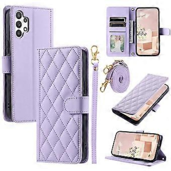 Til Samsung Galaxy A32 5G/M32 5G Etui Rhombus Grid Wallet Crossbody Telefon Taske Cover (Style D)