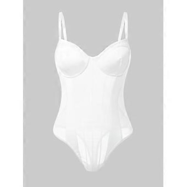 Naisten seksikäs body, pitsi- ja verkkokangas, muotoileva, selästä avoin, yhden osan bustier (S musta)