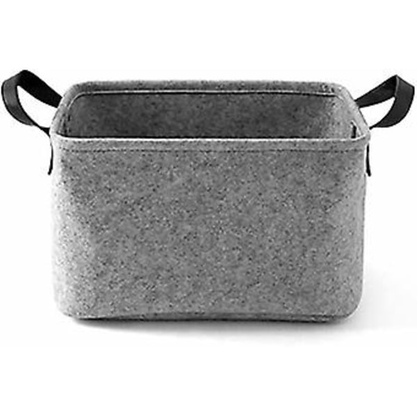 Opbevaringskurv - Filt Opbevaringskurv med To Håndtag Foldbar Filt Opbevaringskurv Skab Organizer (Lysegrå, 20  33  23 cm)-Fei Yu