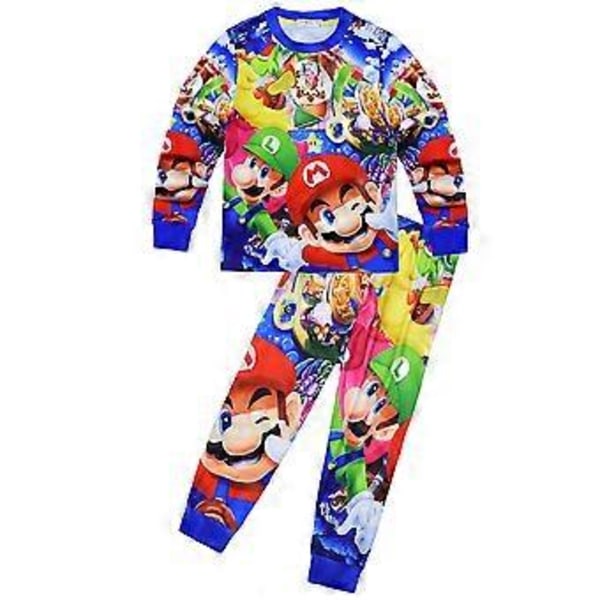 4-9 År Super Mario Bros Tryckta Barnpyjamas Set Pjs Nattkläder Små Pojkar Flickor Pyjamas (6-7 År A)