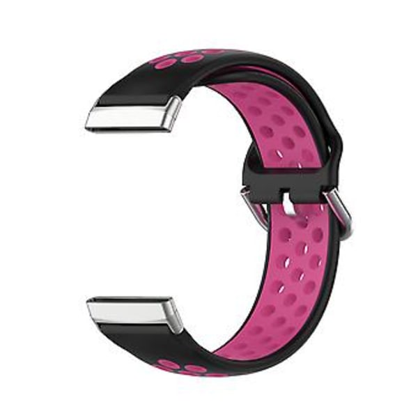 Kaksiväriinen silikoniranneke Fitbit Versa 3:lle (Musta Ruusunpunainen)