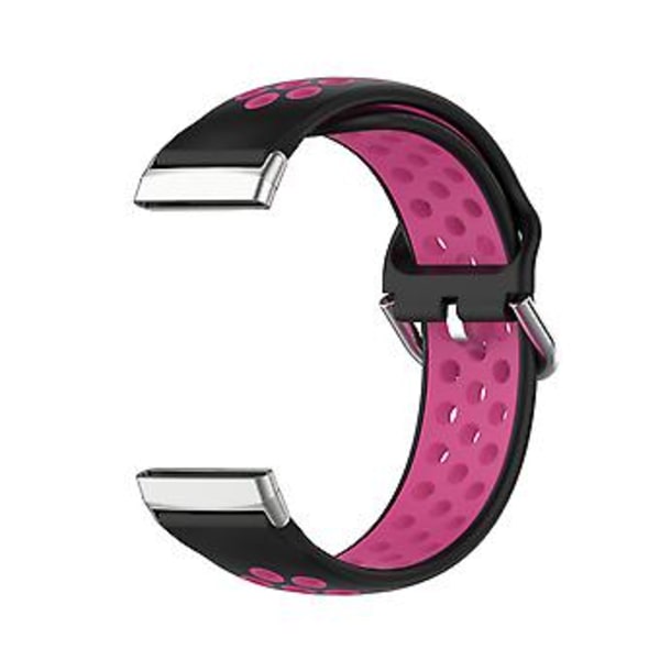 To-farvet Silikon Urrem til Fitbit Versa 3 (Sort Roserød)