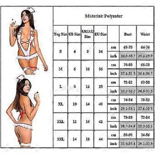 Sexig Damunderkläder Sjuksköterska Cosplay Kostym Maskerad Outfit Strumpa G-string Underkläder -NMAOV( XL)