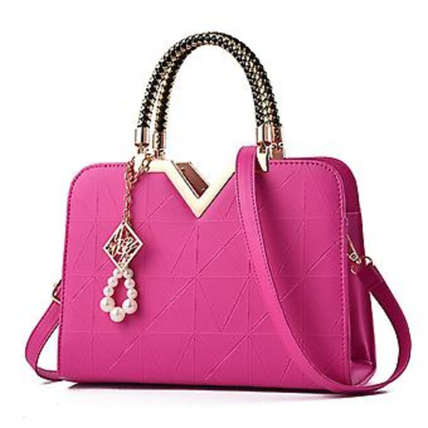 Sommerlig Kvinders Telefonlomme Lynlås Håndtasker Flap Læder Skulder Crossbody Tasker (Roserød)