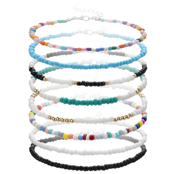 8st handgjorda pärlband, färgglada bohemiska glaspärlor Ank