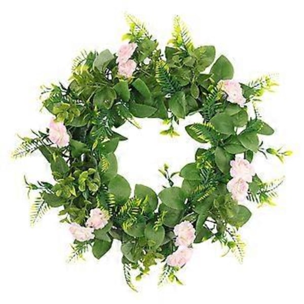 Kunstig blomsterkrans til inngangsdør, grønt løvverk, hengende vindu og veggdekorasjon innendørs og utendørs (Rosekrans (Rosa))