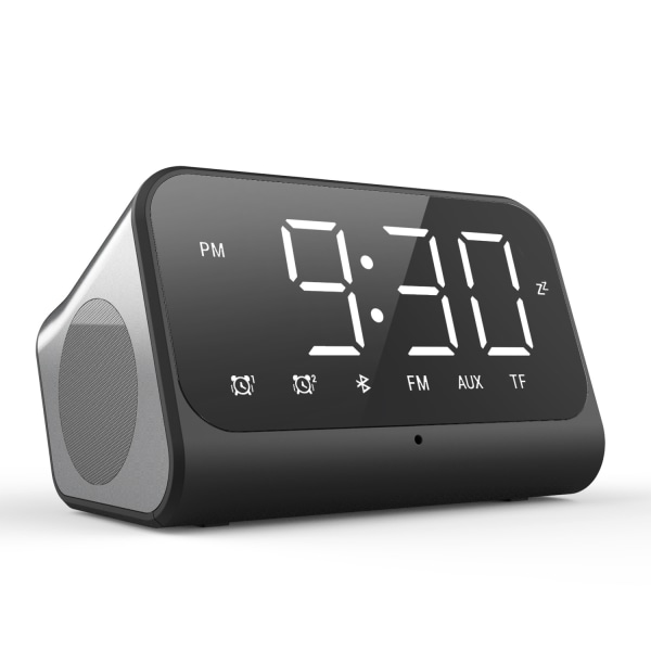 Väckarklocka med Bluetooth högtalare/bakgrundsbelyst ljus/spegelskärm, D
