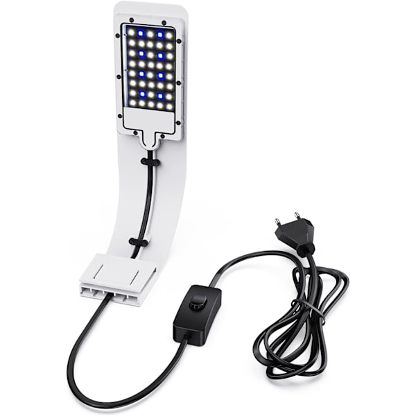 Ultra-tynd LED-lampe til lille akvarium (hvid), akvarielyslampe med 40 LED'er hvid og blå L