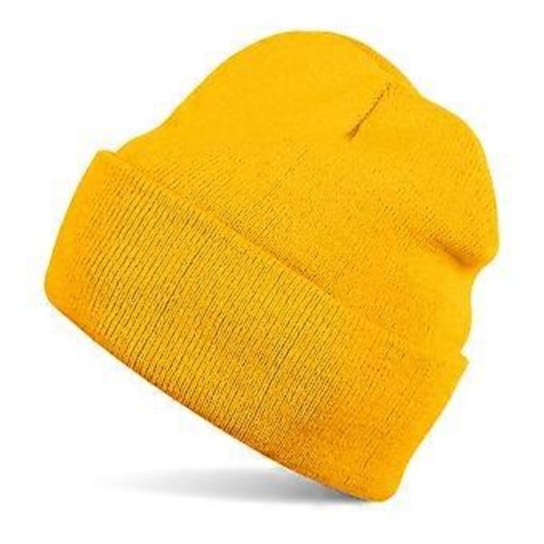 Unisex Neulotu Lippis, Yksinkertainen Lämmin Käännetty Talvihattu Tuulenpitävä Korvasuojain Ulkoilmaurheiluun (Bisque)