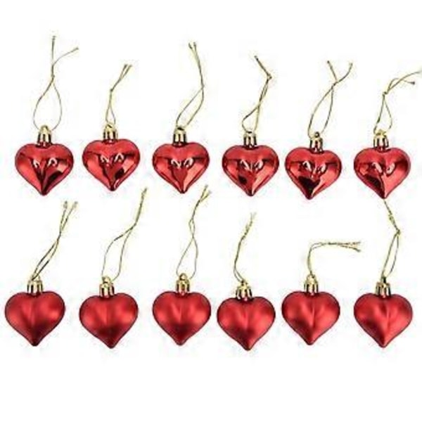 12 stk. Julepynt Hjerteform PVC Juletre Hengende Dekorasjoner for Valentinsdagsfest