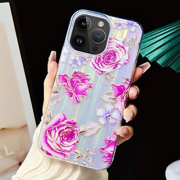 Sähköpinnoitettu TPU + PC -kotelo iPhone 13 Pro:lle (Punainen ruusu)