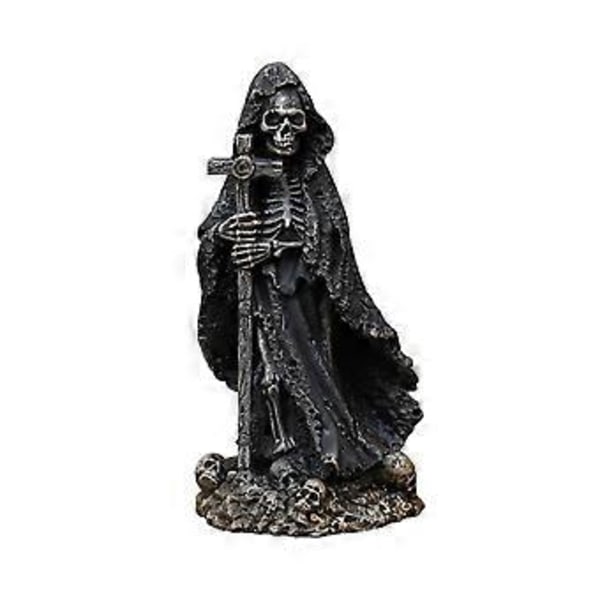 Kryds Skelet Statue Gotisk Skulptur Borddekoration Bordpynt Halloween Dekoration til Hjem Stue Soveværelse Indendørs (Stil C)