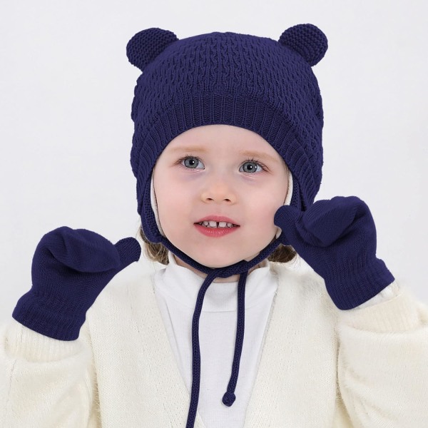 Baby Boys Girls Fiske Solhatt Hansker Sett Baby Vinterlue Strikket