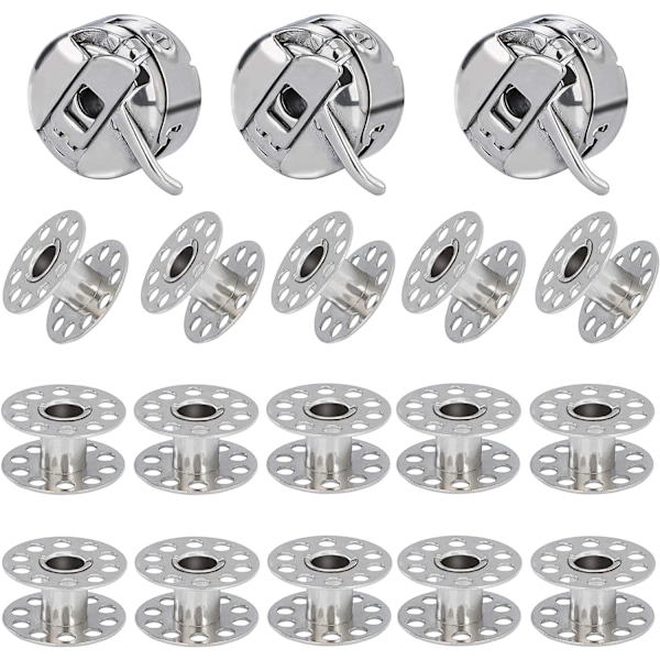 Set med 18,3 delar symaskinspolefodral, 15 delar metall Bo