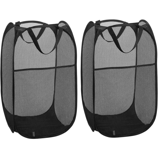 Tvättkorg [2-pack] Hopvikbar Pop Up Mesh Tvättkorg La