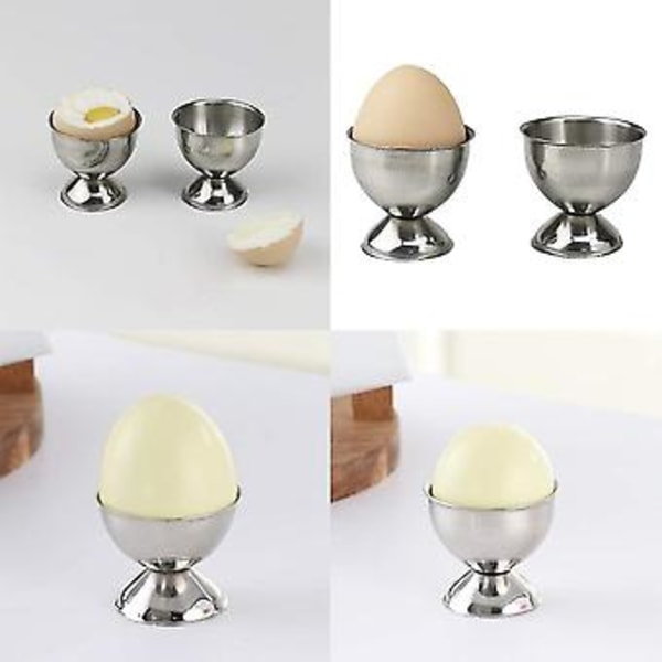 4 Eggkoppsett i Rustfritt Stål, Eggstativ, Eggkopp, Andeeggkopp, Kylling