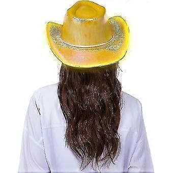 Lysende Space Cowboy Cowgirl Hatt (Gull)