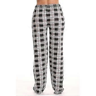 Dames Pyjamasbukser med Lommer, Bløde Flanel Check Pyjamasbukser Z (S sort)