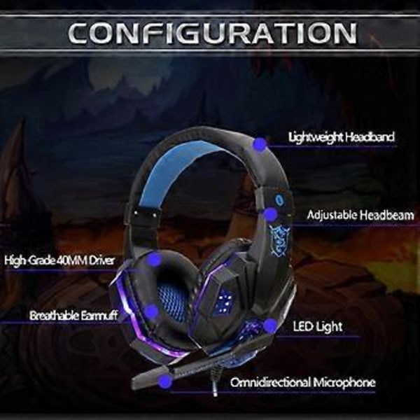 Soyto SY830 Trådbundet Headset, Färg: För PC (Svart Blå)