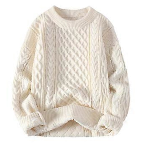 Herrehettegenser, løs fritidsskjorte (L Off-white)