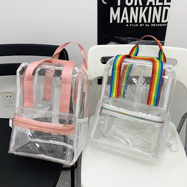 Läpinäkyvä Reppu Raskas PVC Läpinäkyvä Reppu Rainbow - Suuri