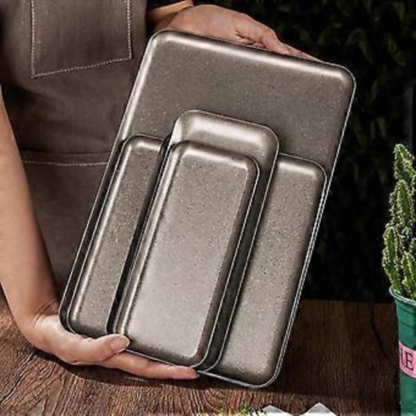 Rektangulär Serveringsbricka, Köksbakplåt, Matbricka, Förvaringsbricka, Bakplåt för Matlagning Restaurang (22cmx9.7cm)