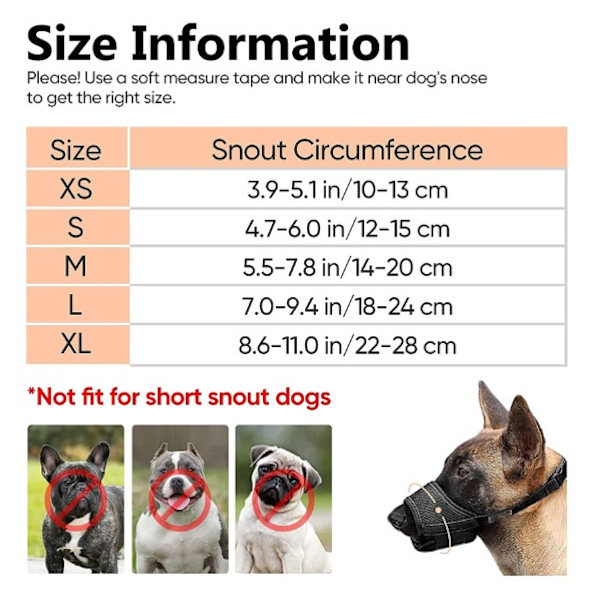 （S, Sort）， Hundemundkurv Justerbar Blød Nylon Hundemundkurv, Anti Bar