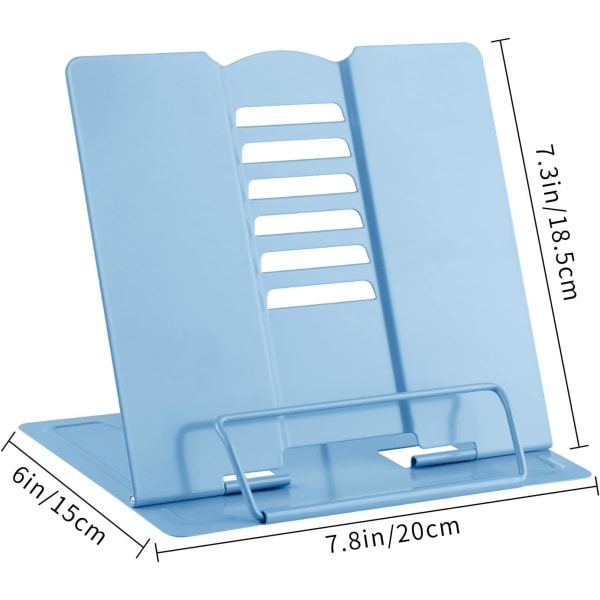 1 st (ljusblå) justerbart metallbokstativ för kokbok